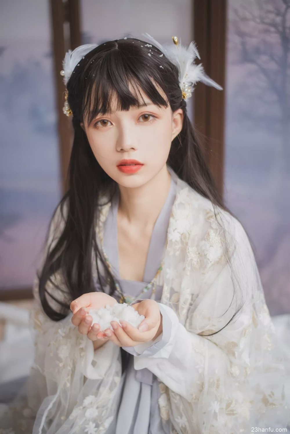 [汉服图片]小伞发髻刘海淡色汉服