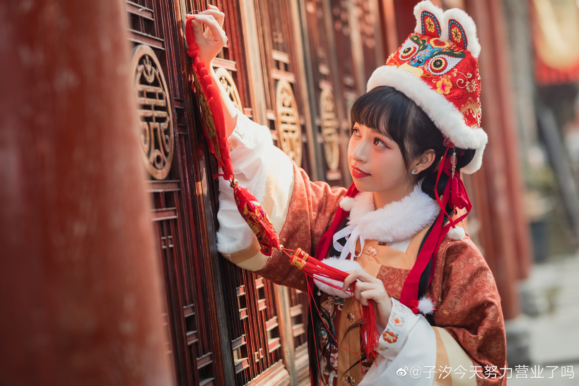 小虎娃来送祝福啦！汉服写真@子汐今天努力营业了吗