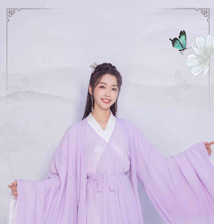 宣璐号召大家穿汉服去踏青，一身紫衣倾国倾城