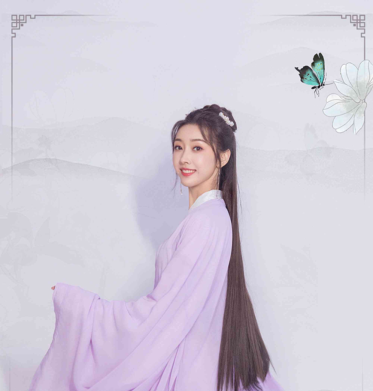 宣璐号召大家穿汉服去踏青，一身紫衣倾国倾城